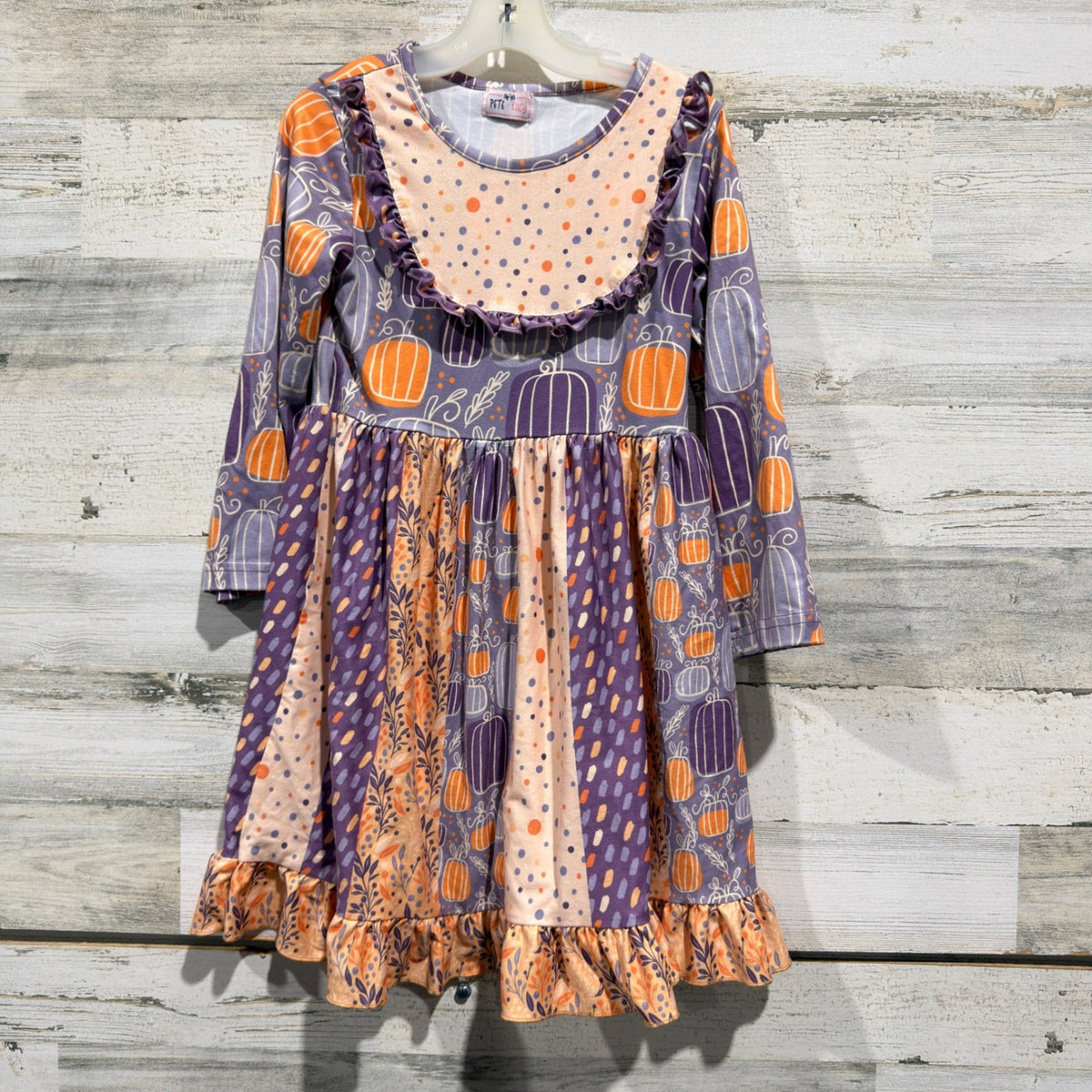 Pete + Lucy Pumpkin Dress Girls 6/6X Purple Orange Ruffle Fall Boutique0