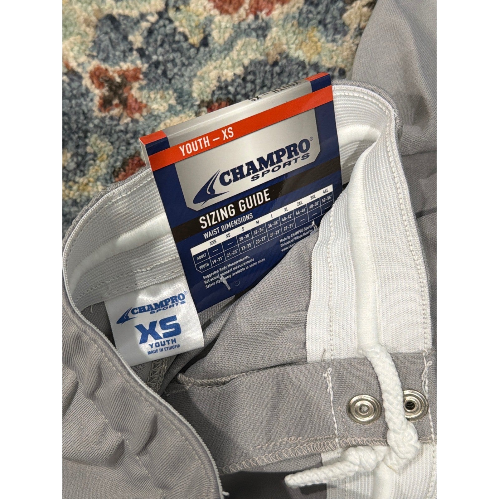 Champro Sports Softball Pants Girls XS Gray Elastic Waist Cuffs NWT4