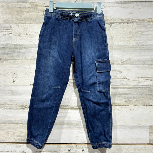 Zara Cargo Jeans Boys Size 7 Blue Elastic Waist Jogger Utility Gorpcore EUC0