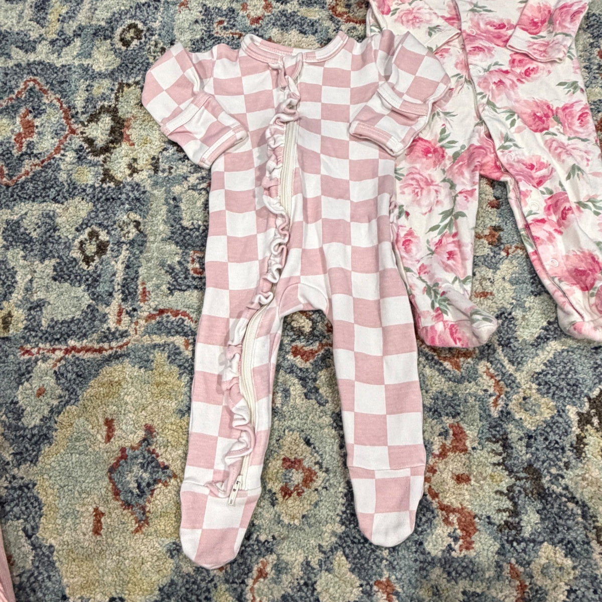 SIIX Cotton On Baby Organic Cotton Bundle Girls 0-3M Pink Floral Check EUC3