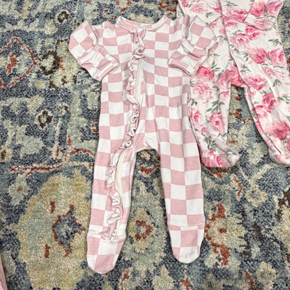 SIIX Cotton On Baby Organic Cotton Bundle Girls 0-3M Pink Floral Check EUC3