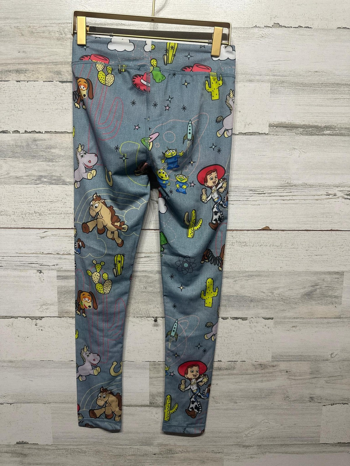 Disney Leggings Girls 9/10 Blue Toy Story Jessie Rex All Over Print EUC2