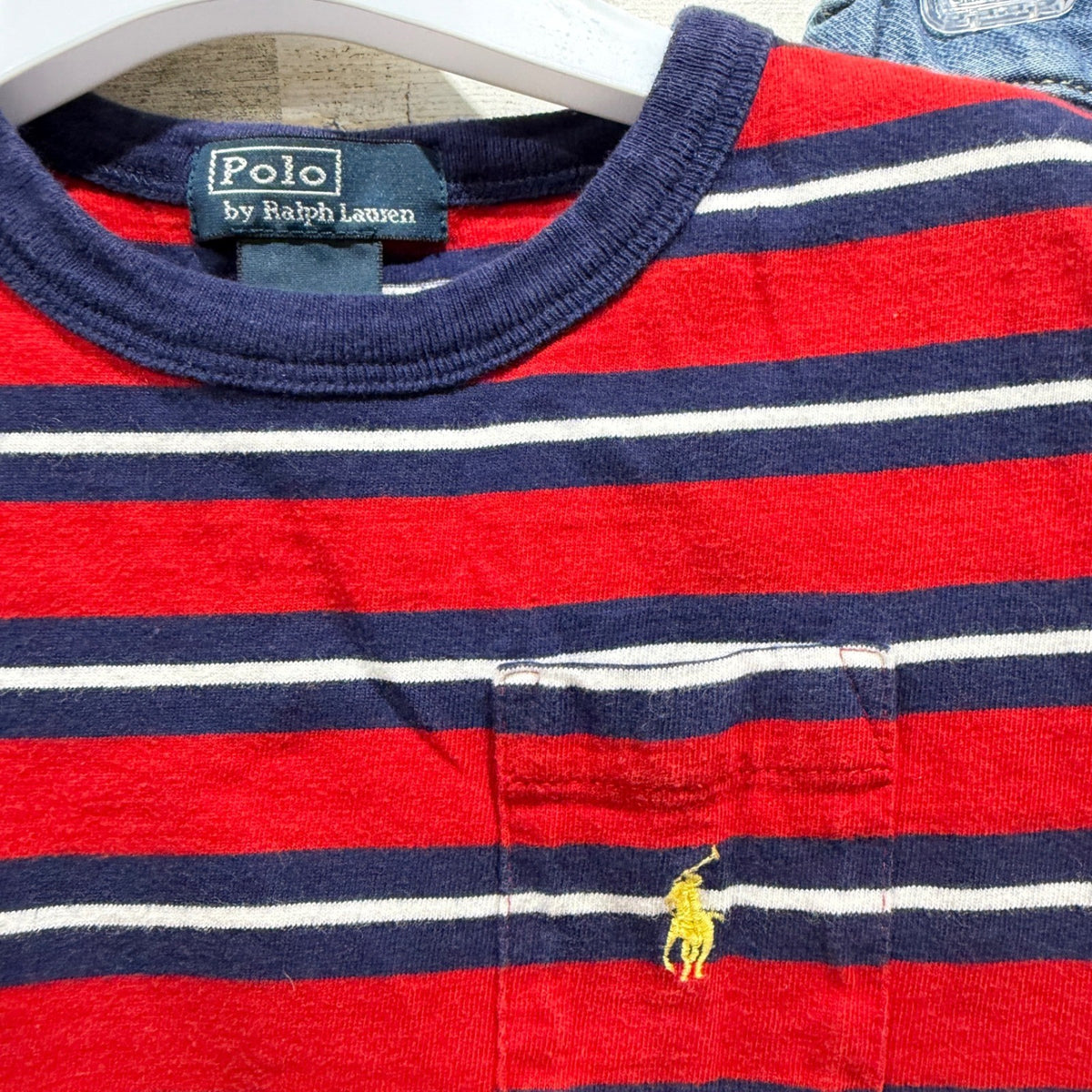 Polo Ralph Lauren & Gap Outfit Boys 3T Red Blue Striped Shirt Jeans Preppy EUC2