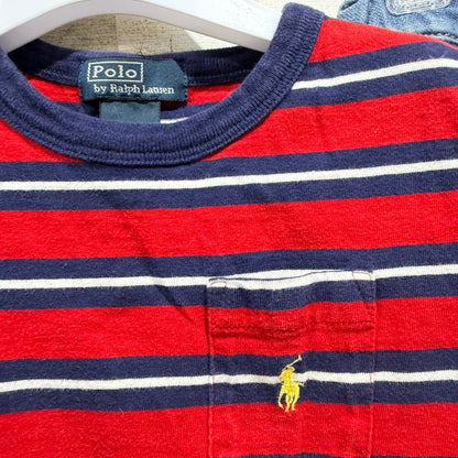 Polo Ralph Lauren & Gap Outfit Boys 3T Red Blue Striped Shirt Jeans Preppy EUC2