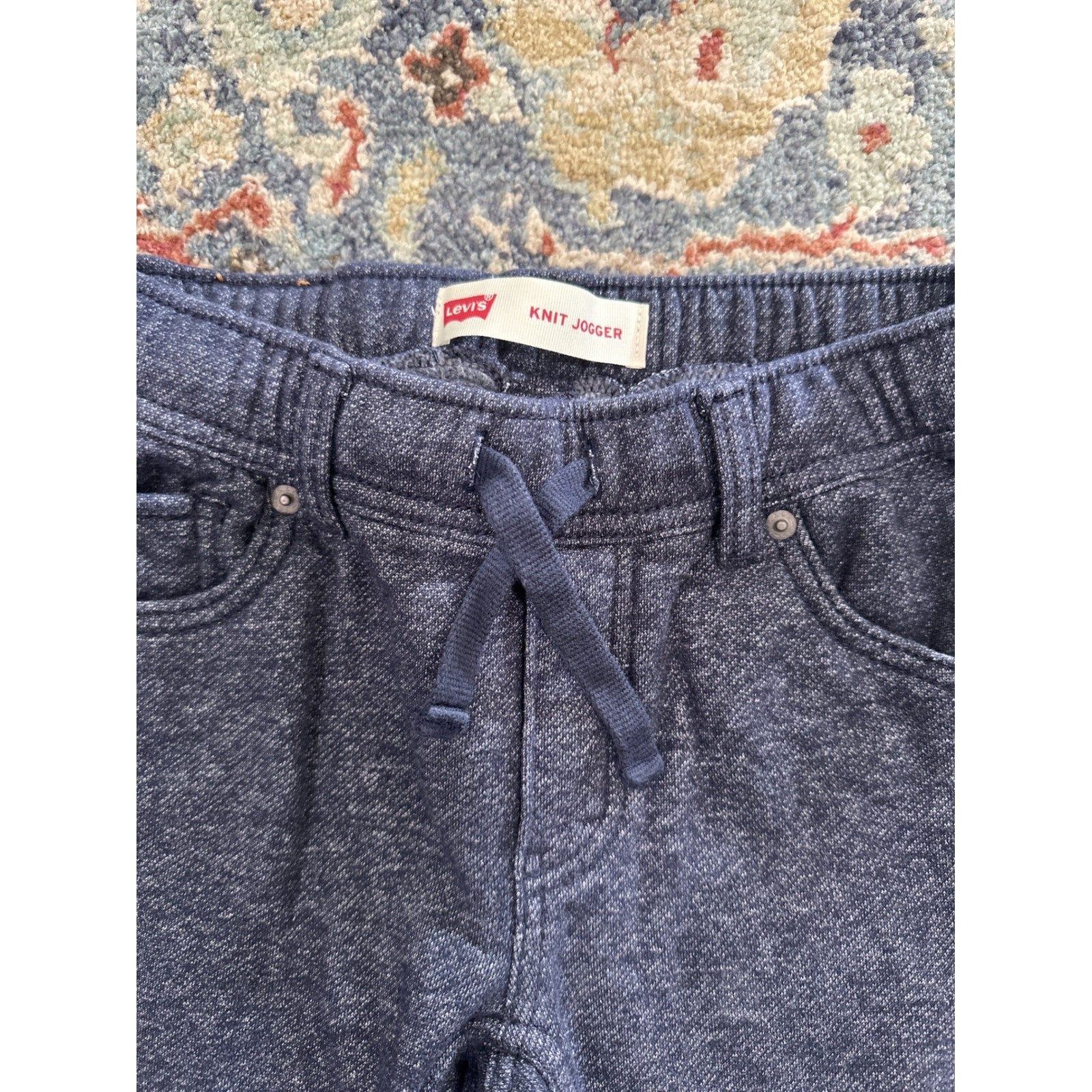Levi Knit Joggers Boys Size Small 8-10 Navy Blue Heathered EUC2