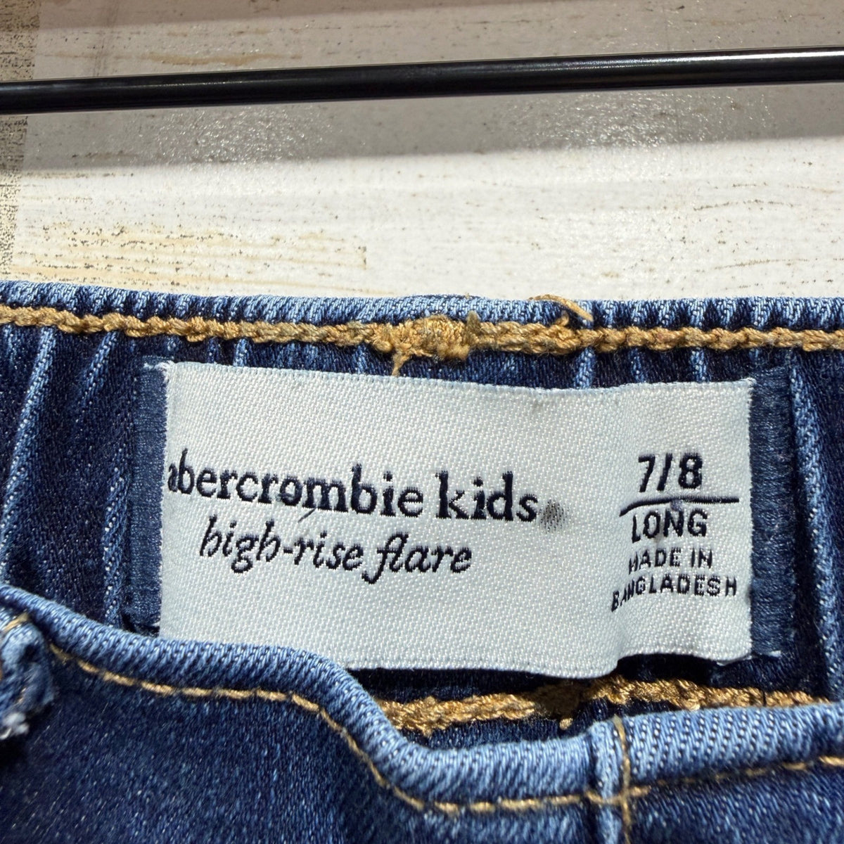 Abercrombie Kids High-Rise Flare Jeans Girls 7/8 Long Blue Denim Cotton EUC2