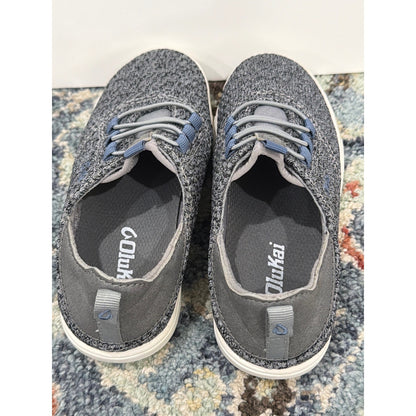 OluKai Nohea Mesh Sneakers Boys Size 12 Gray Blue Slip On Casual EUC4