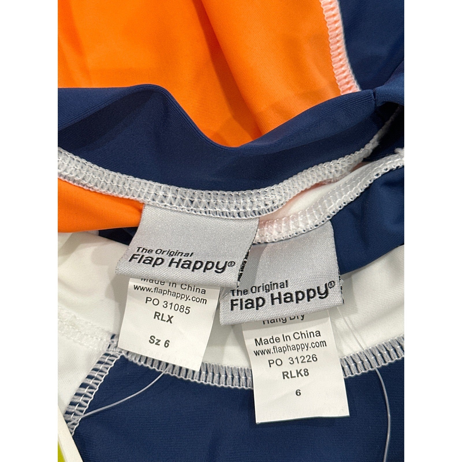 Flap Happy Rash Guard Bundle Boys 6 Navy Orange White UPF 50+ NWT2