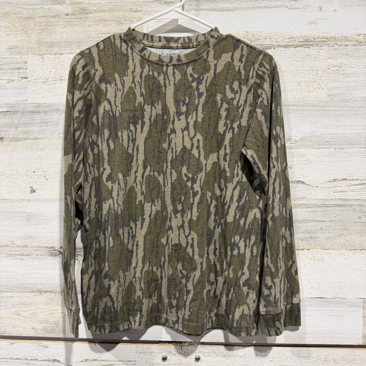 Magellan Hunt Gear Boys Youth L Green Mossy Oak Bottomland Camo Cotton Blend EUC0