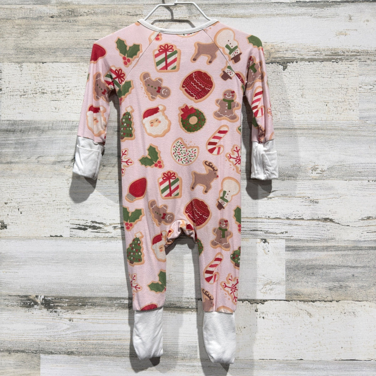 Caden Lane Sleeper Girls 0-3M Pink Christmas Cookie Bamboo Holiday PJs3