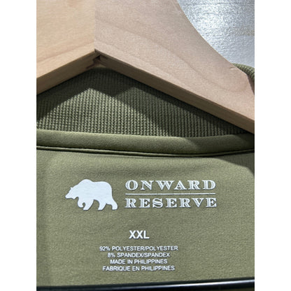 Onward Reserve Polo Shirt Men XXL Green White Striped Performance Golf EUC1