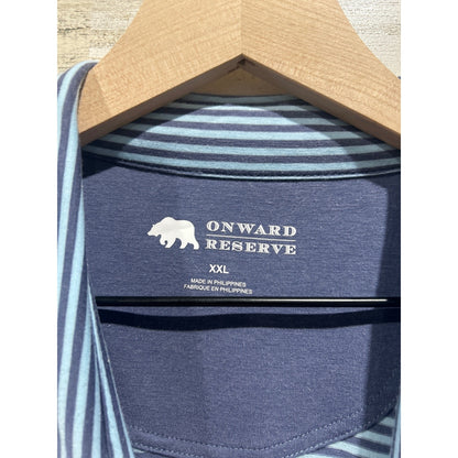 Onward Reserve Polo Shirt Mens XXL Blue Stripe Performance Golfcore EUC1