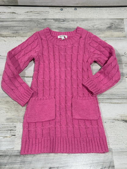 Kate Mack Sweater Dress Girls 6 Pink Cable Knit Sparkle EUC0
