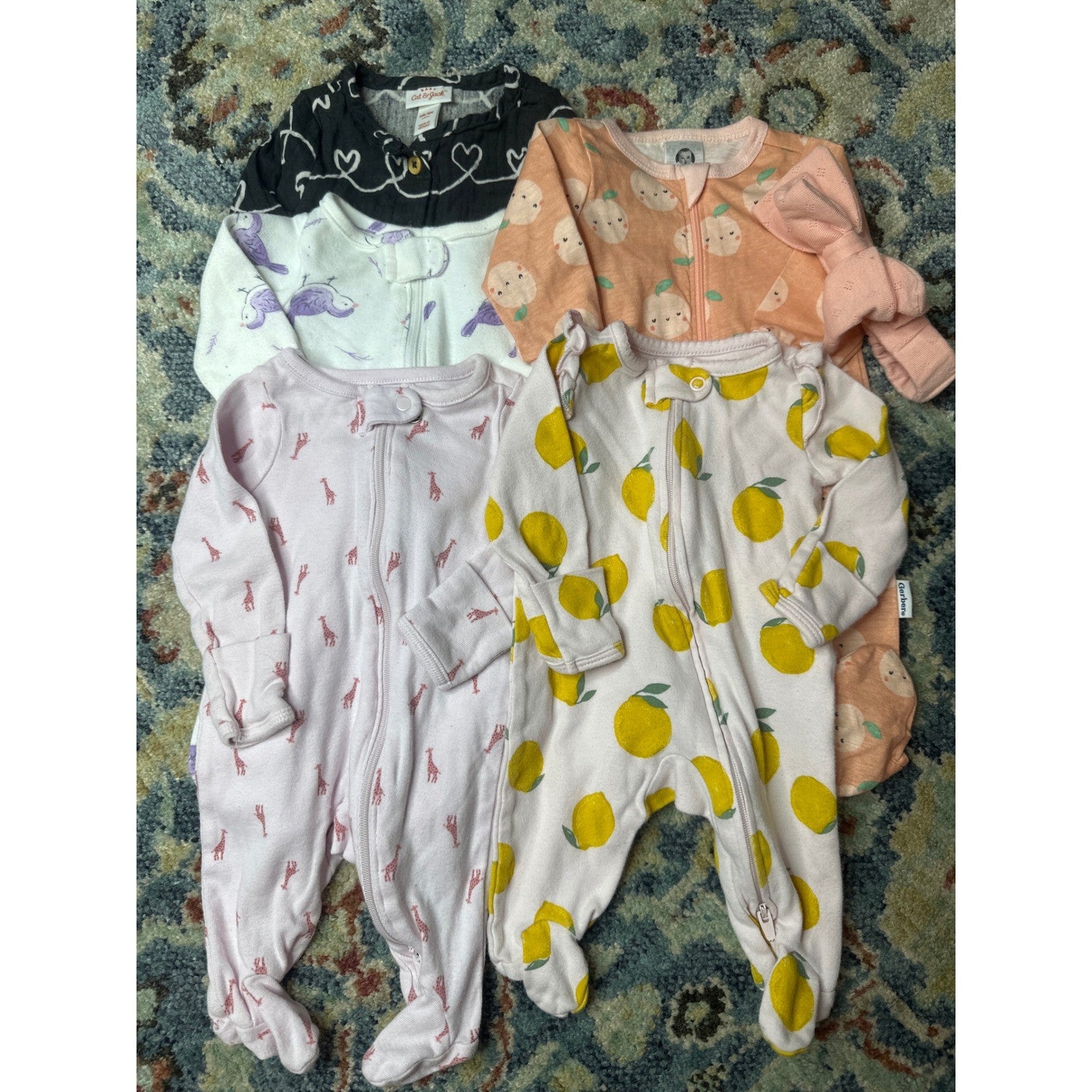 Newborn Carter's Gerber Cat & Jack Bundle Girls NB Pink Lemon Peach0