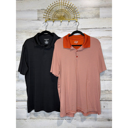 Member's Mark BCG Golf Polo Bundle Men Large Black Orange Striped Athletic EUC0