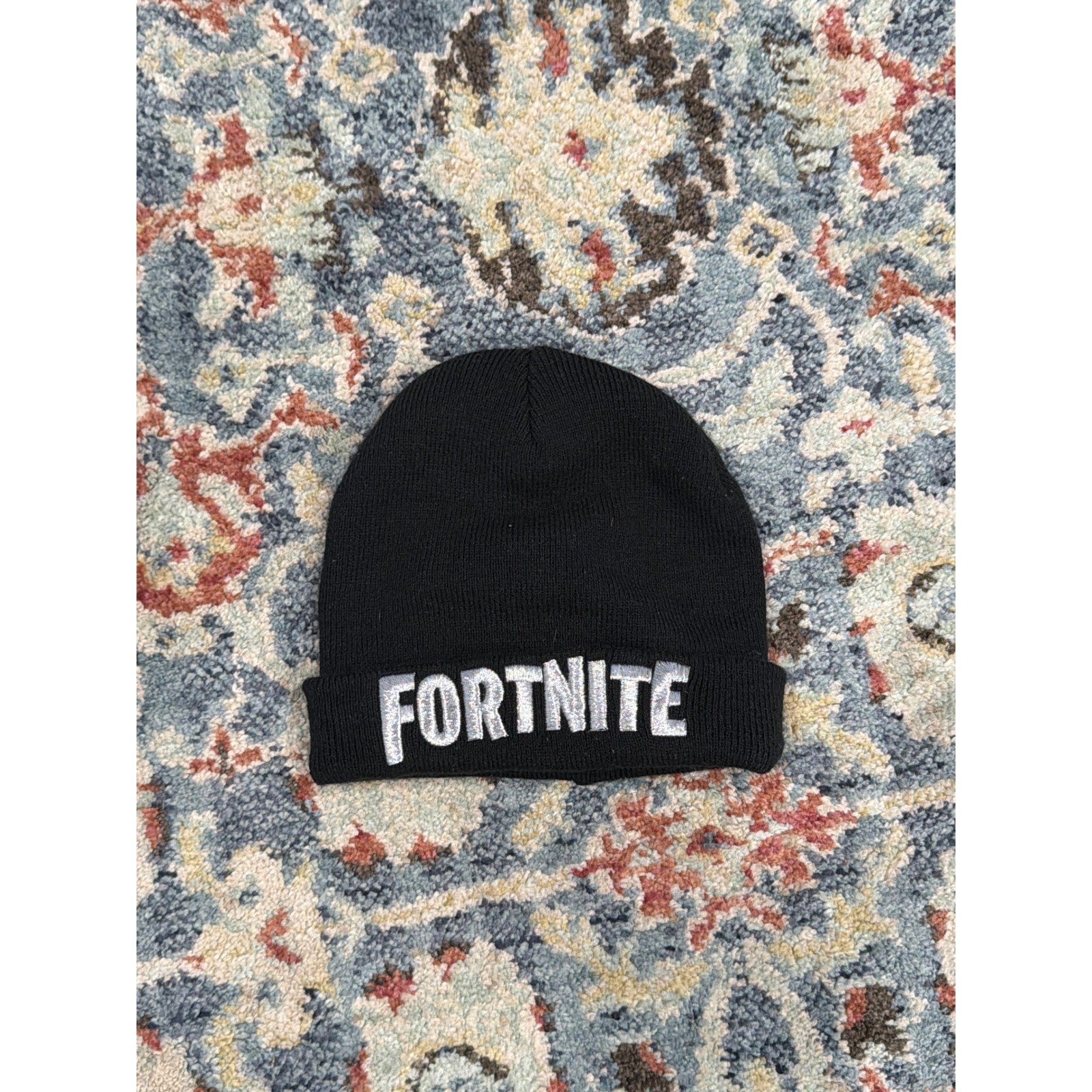 Fortnite Beanie Youth One Size Black Silver Embroidered Logo Gamer0