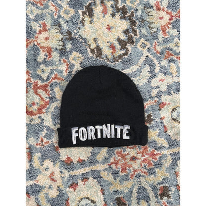 Fortnite Beanie Youth One Size Black Silver Embroidered Logo Gamer0