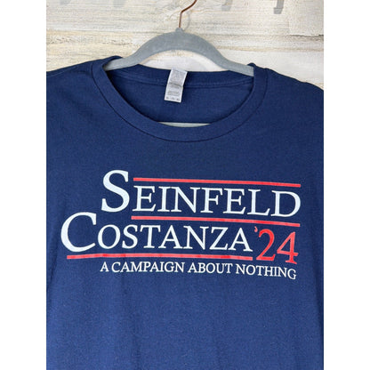Gildan Graphic T-Shirt Men 2XL Navy Seinfeld Costanza 24 TV Show Pop Culture EUC1