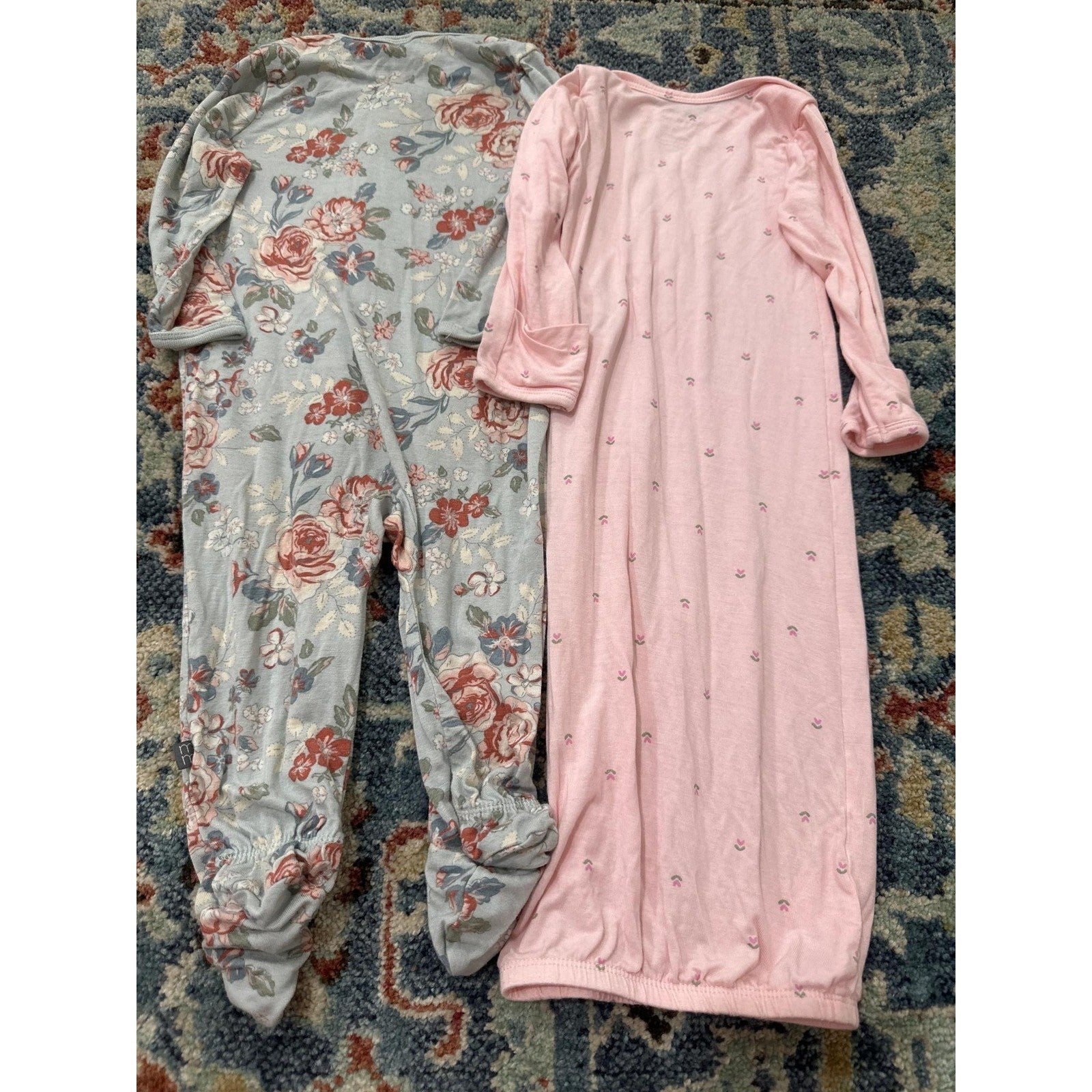 Carter's Modern Moments Sleepers Girls 0-6M Pink Blue Floral Bamboo2