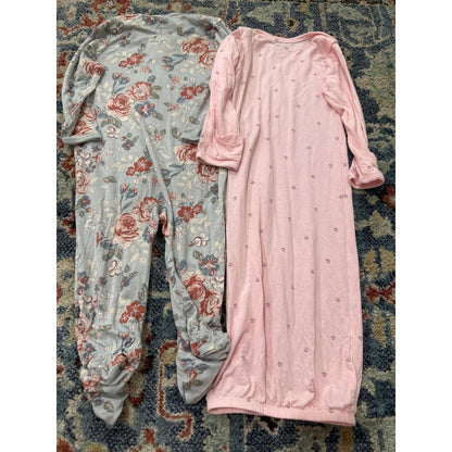 Carter's Modern Moments Sleepers Girls 0-6M Pink Blue Floral Bamboo2