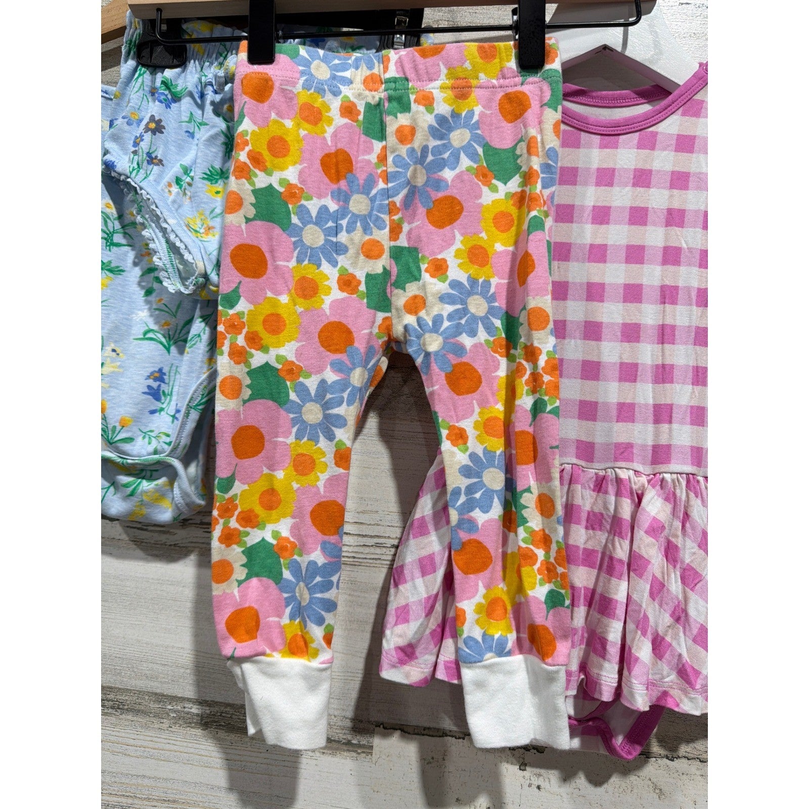 B'TWEEN Old Navy Dreamy ZZZ Girls 18-24M Blue Pink Floral Gingham Bundle EUC2