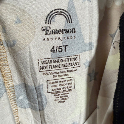Emerson and Friends Halloween Pajama Set Kids 4/5T Tan Bamboo Spooky Print EUC4