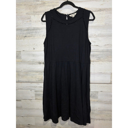 Boden Mila Trim Dress Women 14R Black Cotton Modal Jersey Sleeveless EUC0