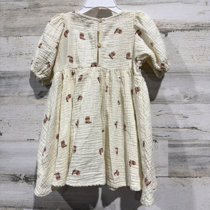 Rylee + Cru Cowboy Boot Dress Girls 2-3Y Cream Cotton Gauze Western Boho EUC4