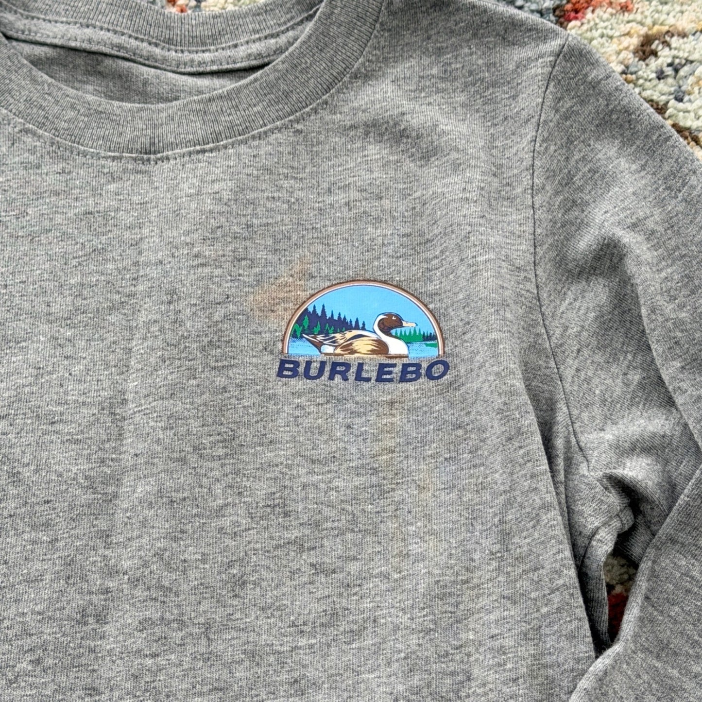 Burlebo Graphic Tee Kids XS 4 Gray Field Companion Dog Duck Hunting Gorpcore GUC3