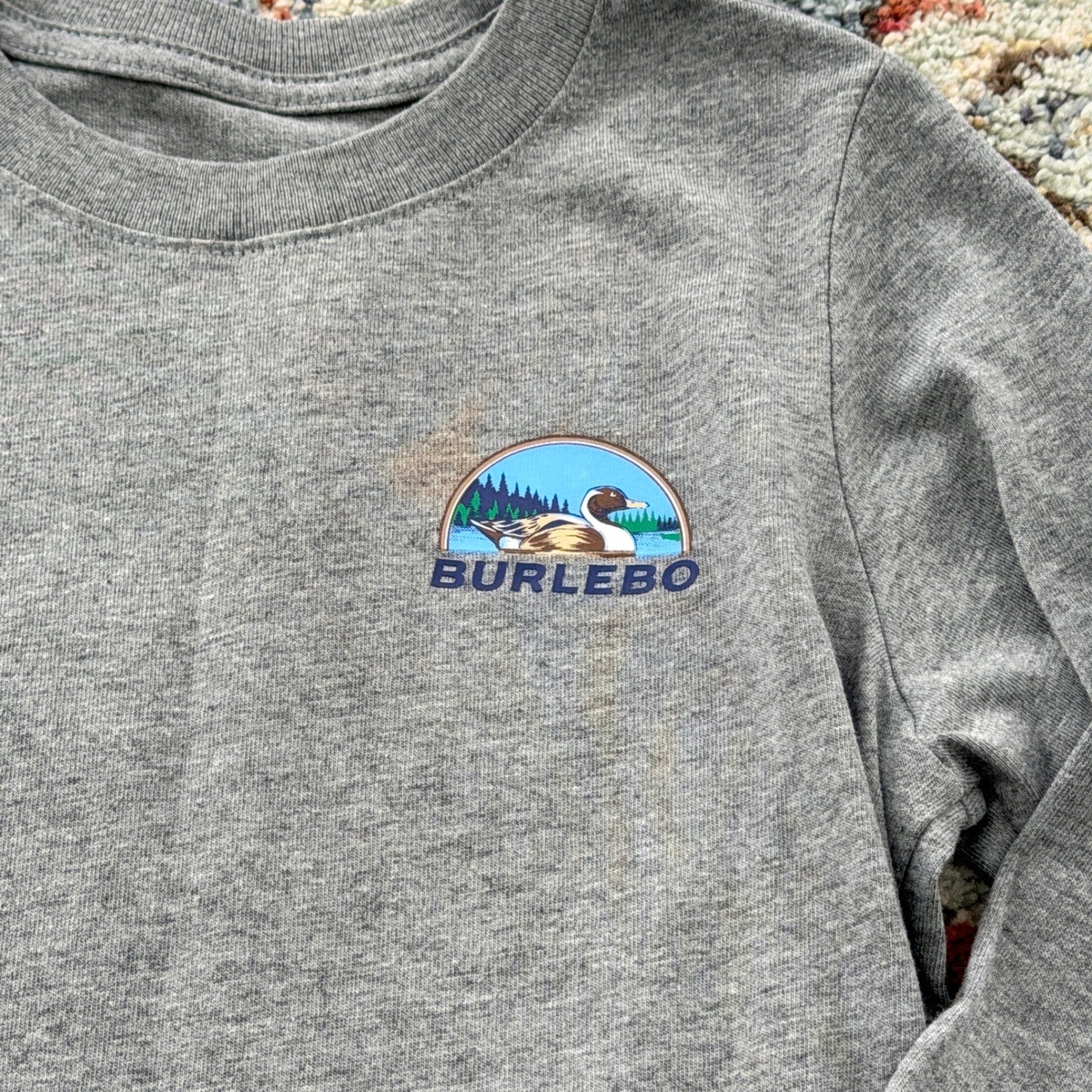 Burlebo Graphic Tee Kids XS 4 Gray Field Companion Dog Duck Hunting Gorpcore GUC3