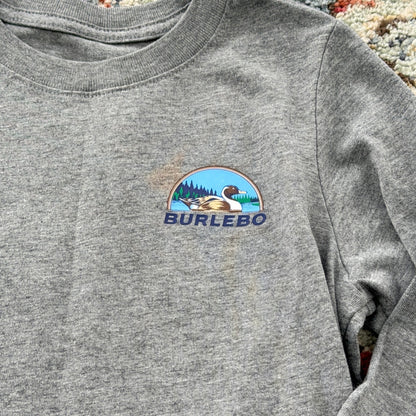 Burlebo Graphic Tee Kids XS 4 Gray Field Companion Dog Duck Hunting Gorpcore GUC3