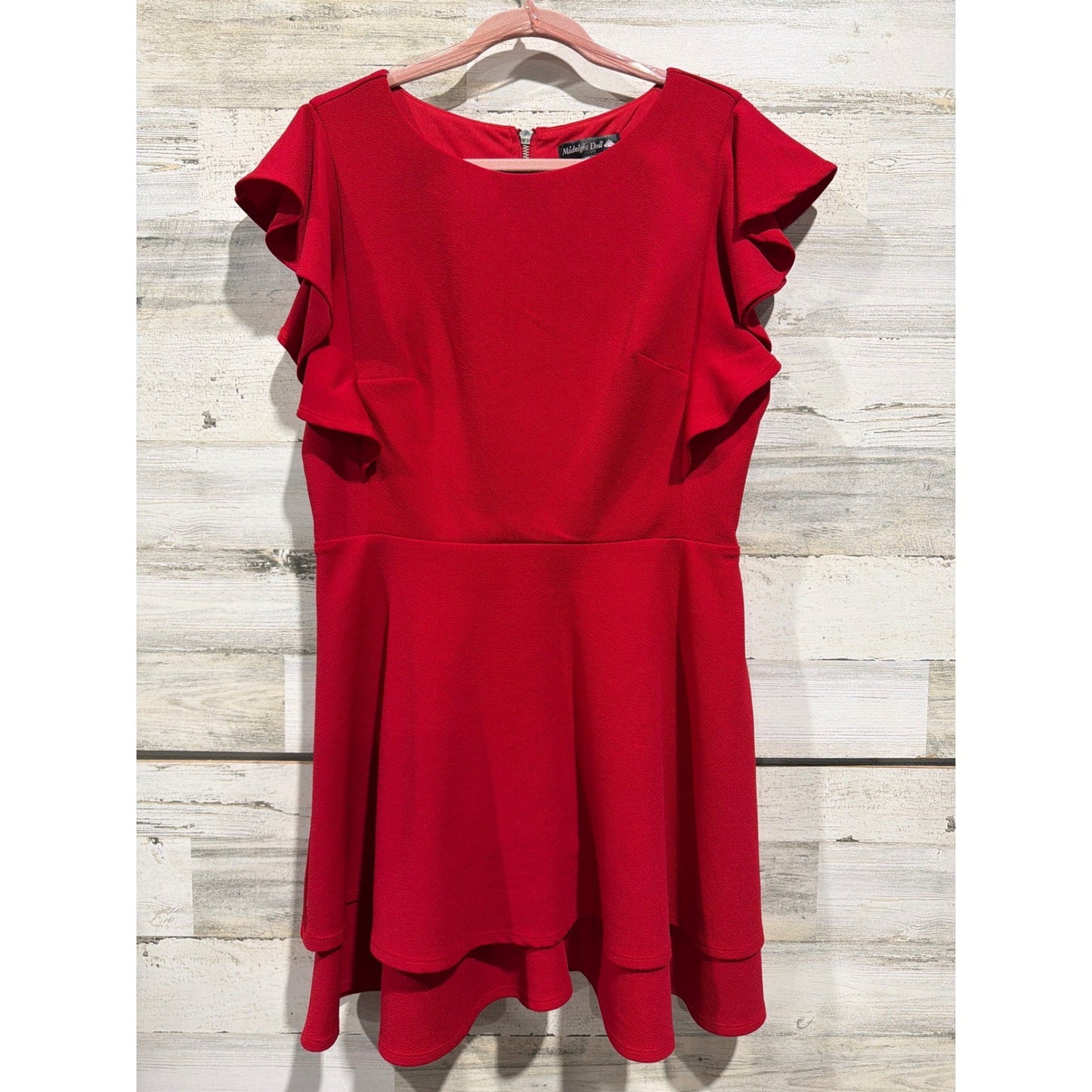 Midnight Doll Dress Women XL Red Ruffle Sleeve Tiered Coquette EUC0