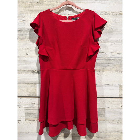 Midnight Doll Dress Women XL Red Ruffle Sleeve Tiered Coquette EUC0