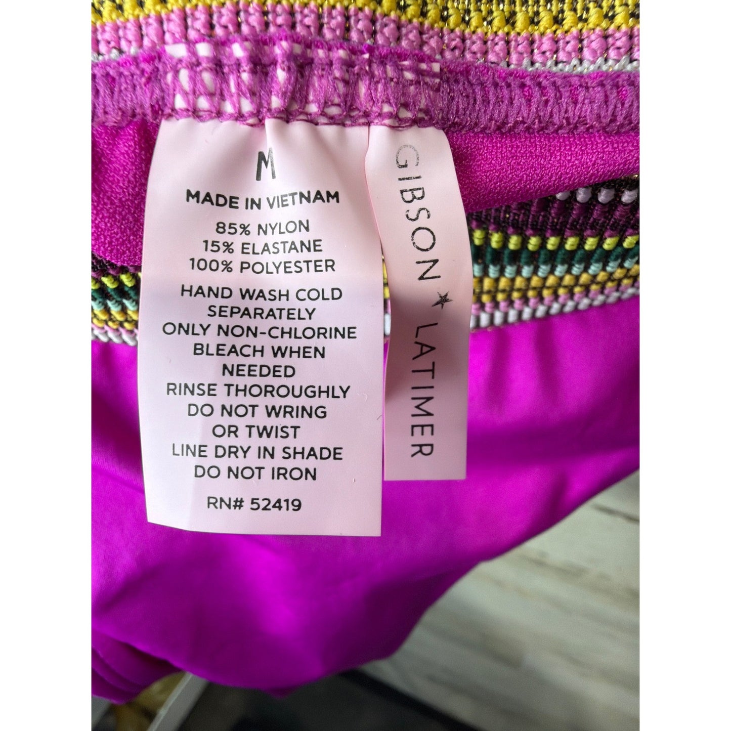 Gibson Latimer Bikini Swimsuit Women Medium Pink One Shoulder Metallic Boho EUC6