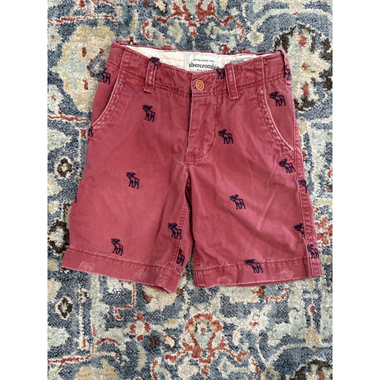 Vintage Abercrombie Chino Shorts Boys 10 Red Embroidered Moose0