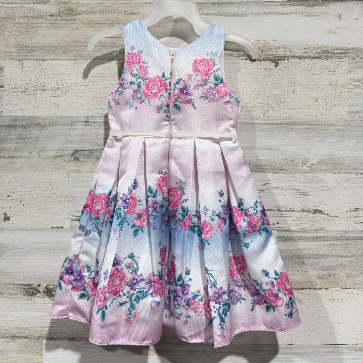 Petit Cherie Floral Dress Girls Size 1 Pink Blue Rose Pleated Coquette NWT2