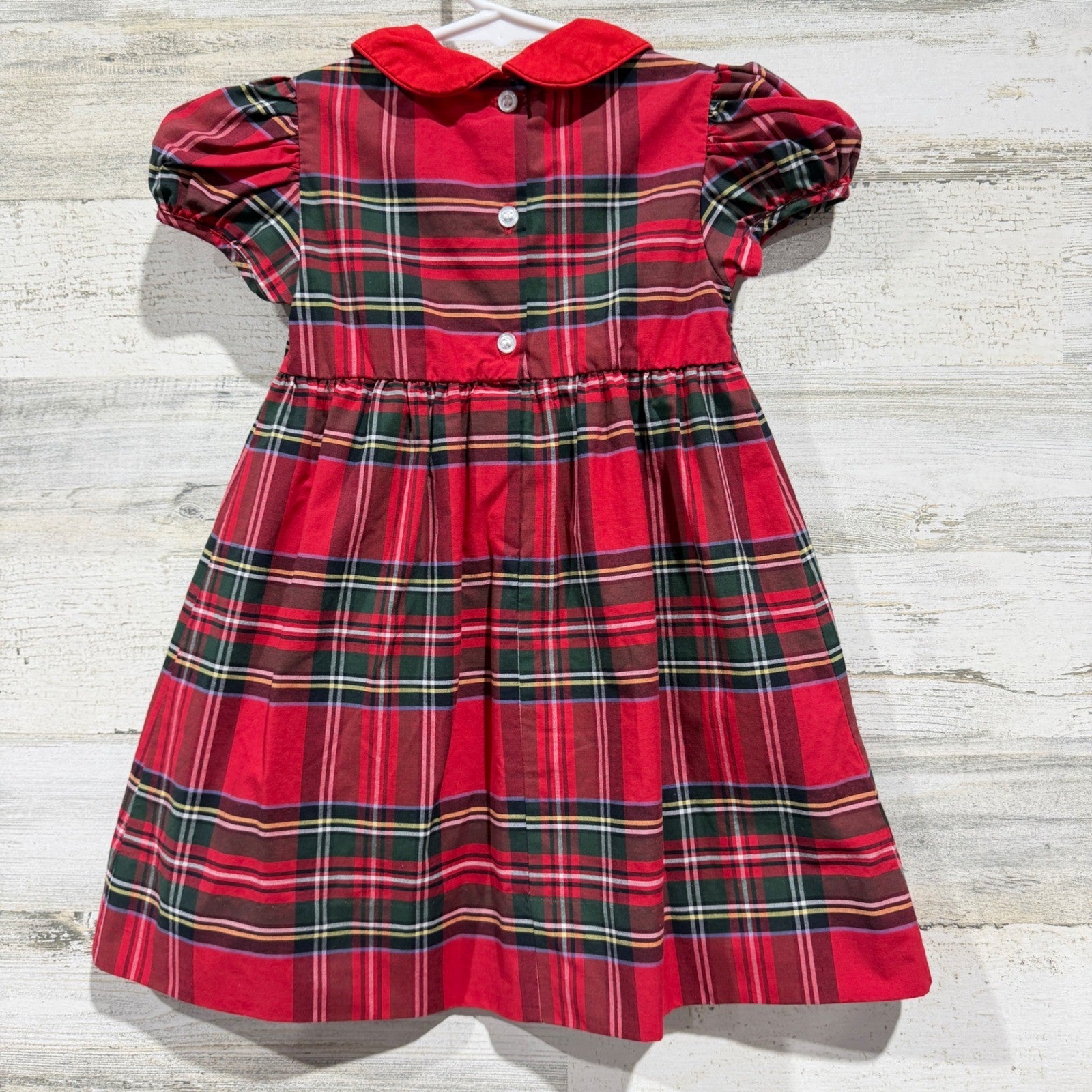 Charming Little One Plaid Dress Girls 2T Red Tartan Peter Pan Collar EUC2