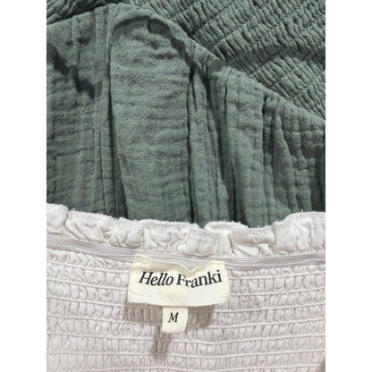 Hello Frankie OshKosh Dress Bundle Girls Medium 7 White Green Gauze Boho EUC4