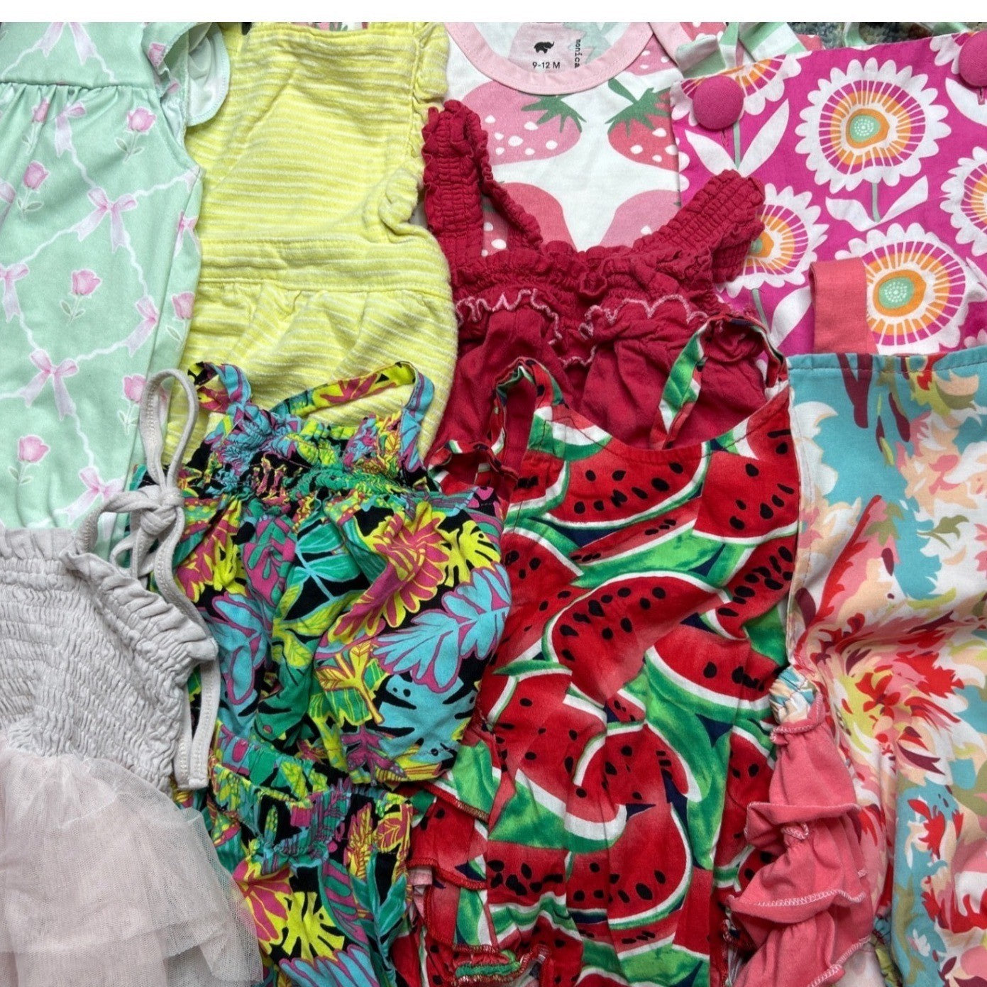 Monica Andy Caden Lane Girls 6-12M Summer Bubble & Dress Bundle0