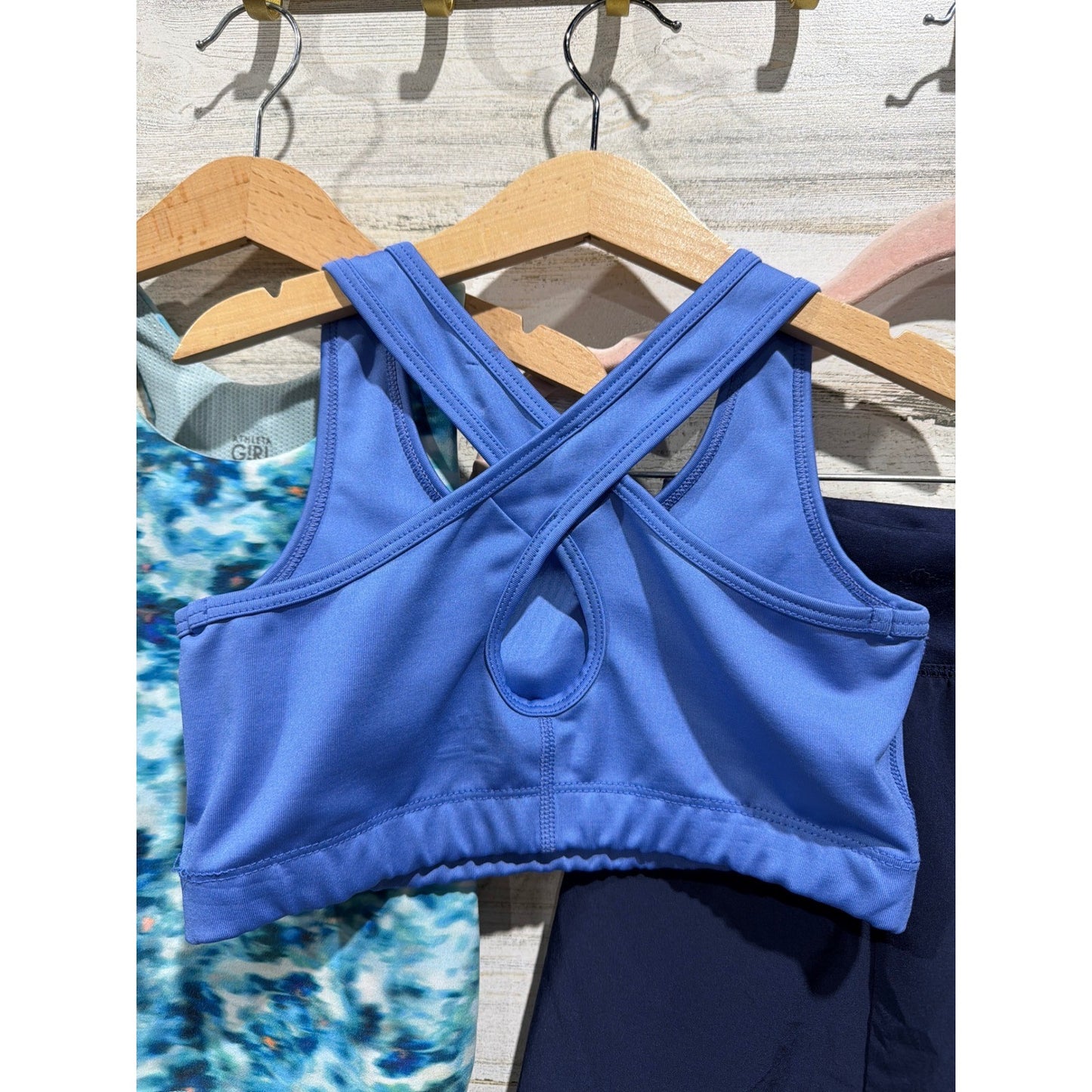 Athleta All In Motion Activewear Lot Girls M 8-10 Blue Floral Skort Top EUC2