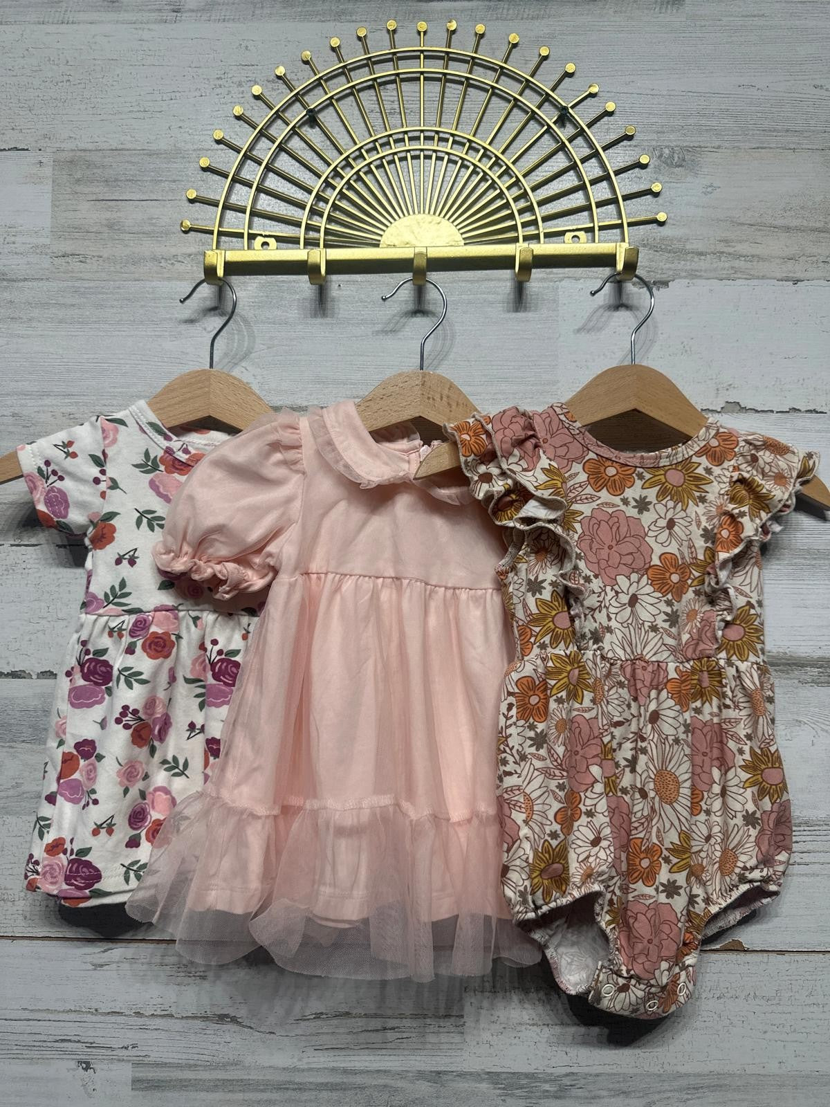 Baby Dress Romper Bundle Girls 3-6M Pink Floral Ruffle Tutu EUC0