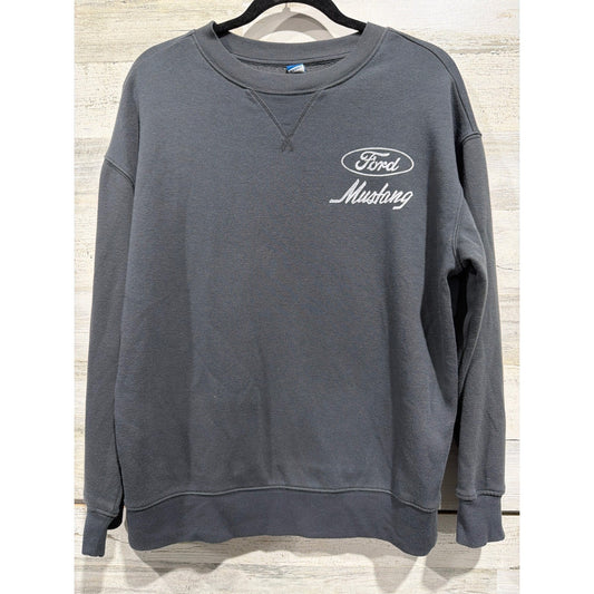 Old Navy Sweatshirt Kids XL 14/16 Gray Ford Mustang Graphic Carcore EUC0