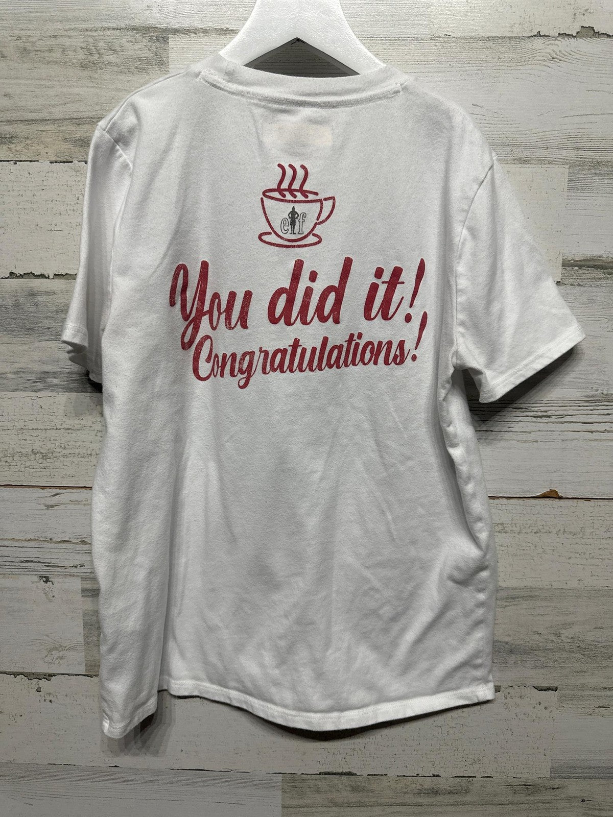Abercrombie Kids Elf Movie T-Shirt 11/12 White Graphic Coffee EUC1