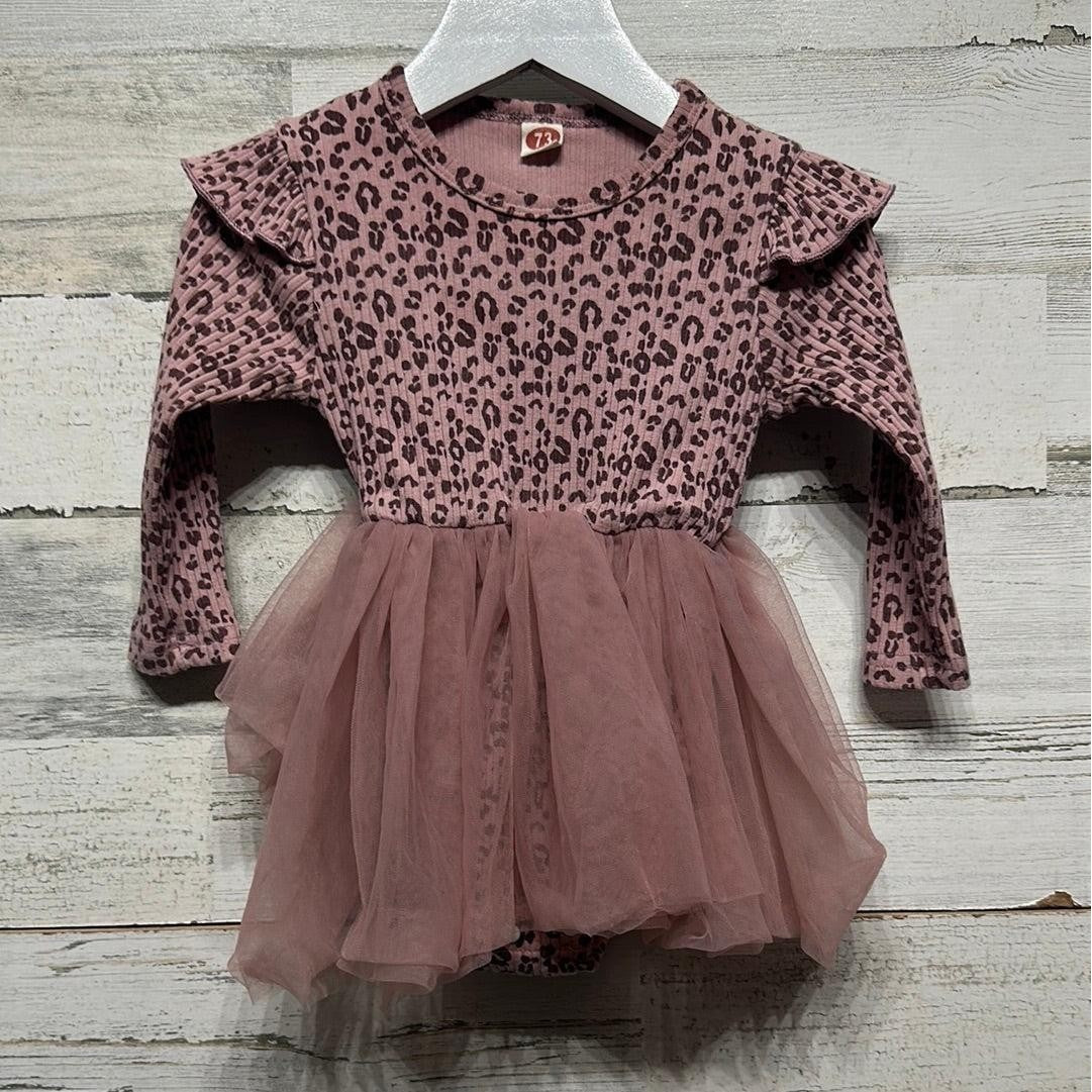 Leopard Tulle Skirt Bodysuit Girls 6-9M Pink Ruffle Balletcore EUC0