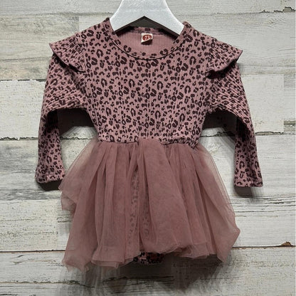 Leopard Tulle Skirt Bodysuit Girls 6-9M Pink Ruffle Balletcore EUC0