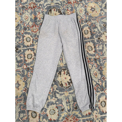 Adidas Sweatpants Boys 10/12 Gray 3-Stripe Fleece Joggers Athleisure *Flawed4
