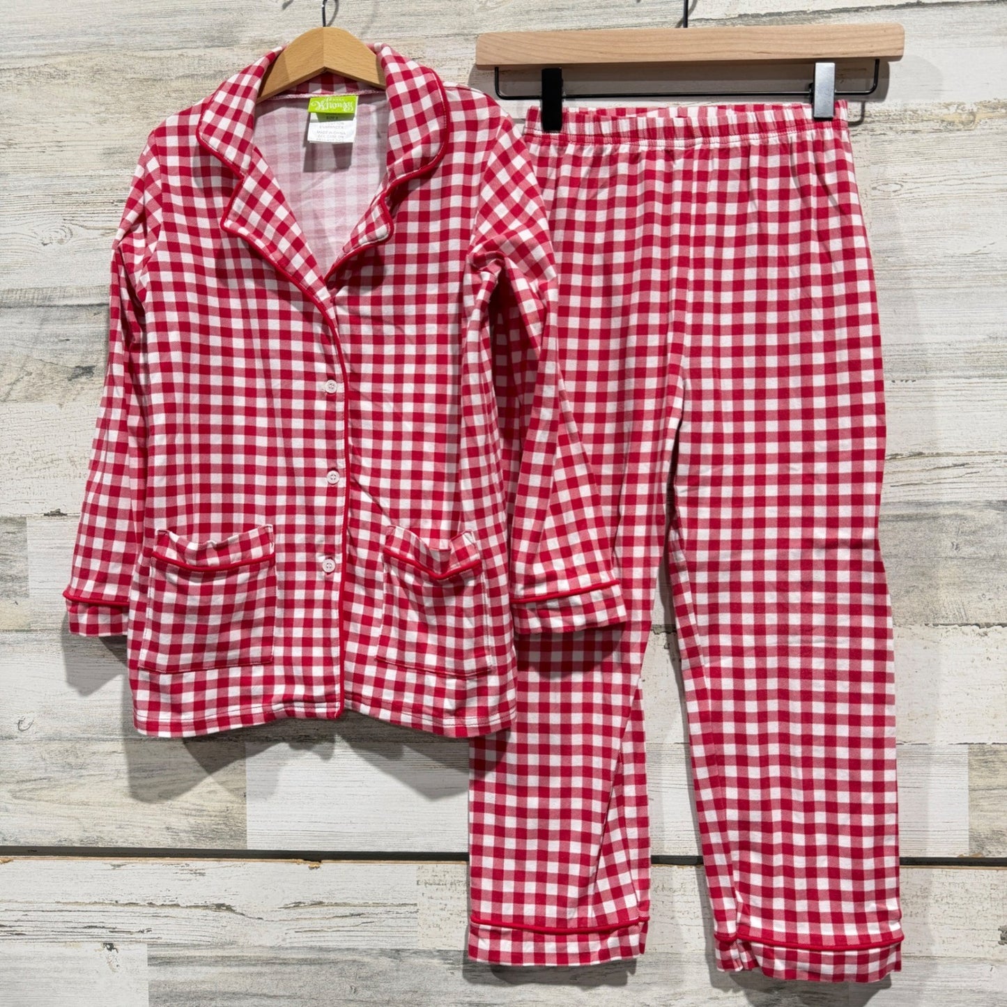 Classic Whimsy Pajama Set Kids Size 8 Red Gingham Check Cotton Sleepwear EUC0
