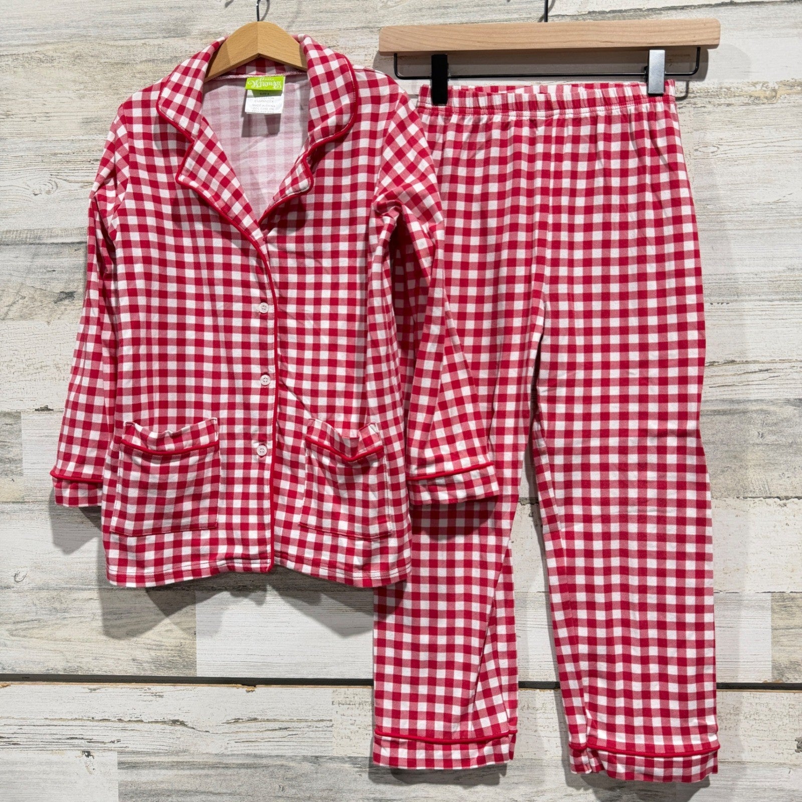 Classic Whimsy Pajama Set Kids Size 8 Red Gingham Check Cotton Sleepwear EUC0