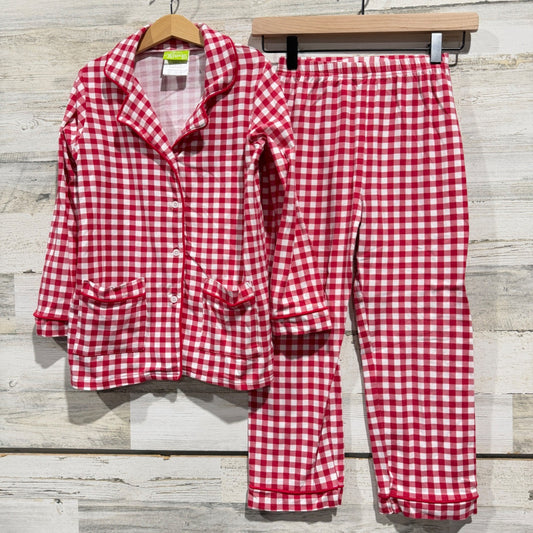 Classic Whimsy Pajama Set Kids Size 8 Red Gingham Check Cotton Sleepwear EUC0