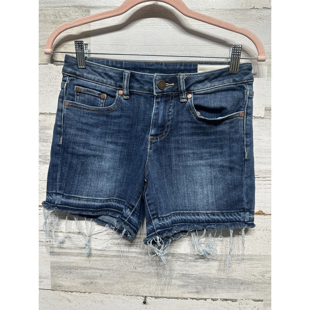 Vince Camuto Denim Shorts Womens 25/0 Dark Blue Raw Hem Frayed EUC0